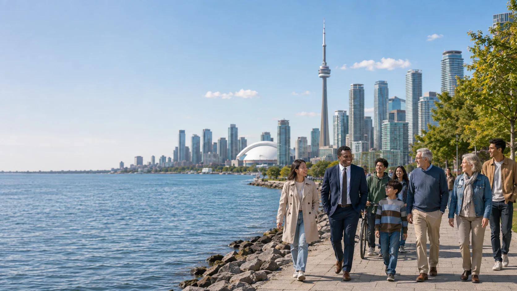 Toronto residents in a civic public space