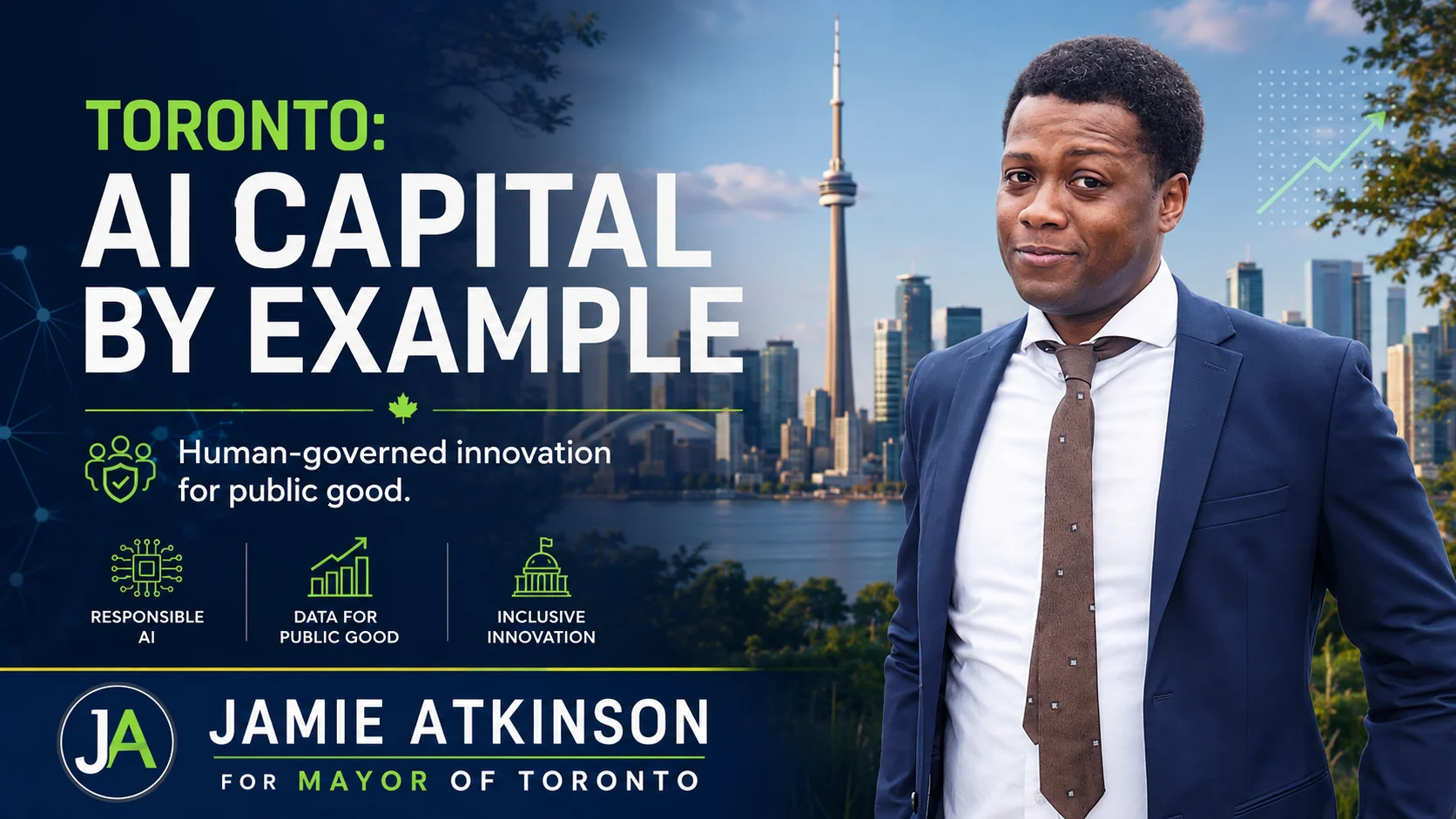 Campaign artwork for making Toronto an AI capital by example with people in charge.