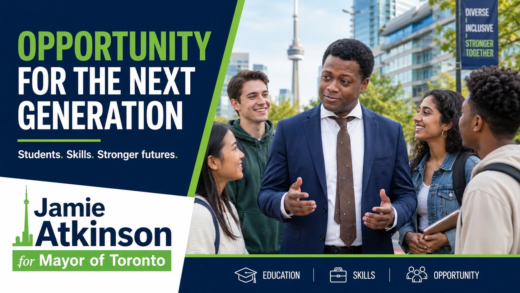 Campaign artwork for students, skills and opportunity for the next generation.