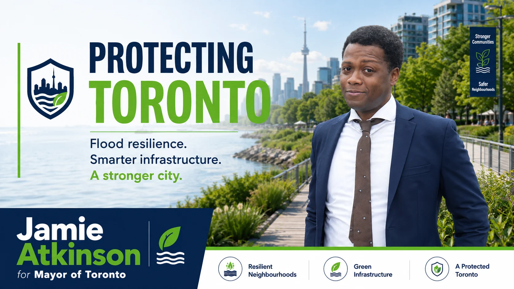 Campaign artwork for flood resilience, smarter infrastructure and stronger neighbourhoods.