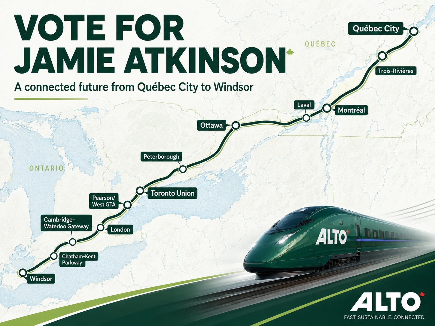 Carte de campagne d’un futur corridor ferroviaire connecté